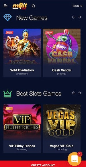 mBit Bitcoin Casino Games for iOS Android